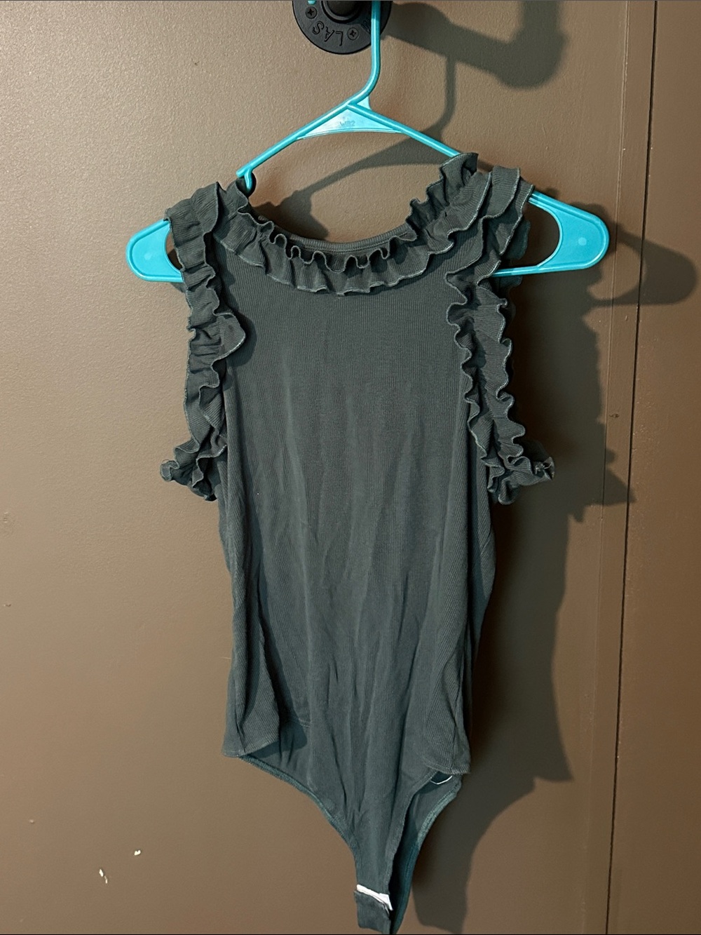 Olive ruffle bodysuit